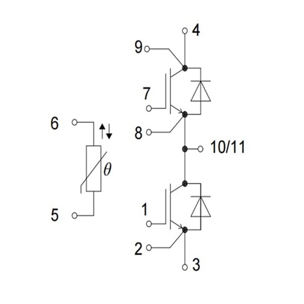 power supply connections in IGBT module diagram